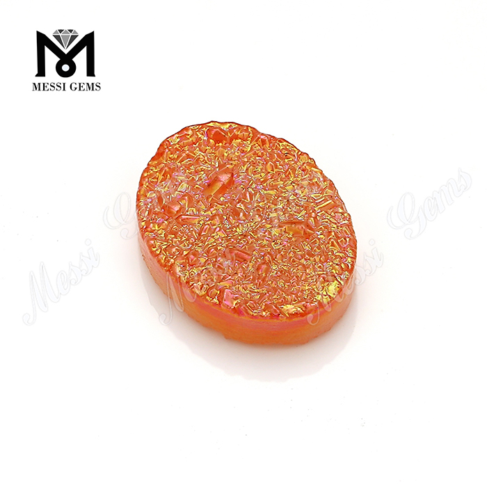 楕円形のオレンジ色の天然のDruzy瑪瑙の宝石