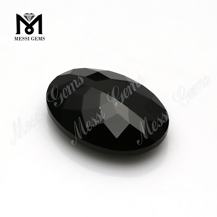 中国産の天然宝石素材の楕円形ファセットブラックオニキス