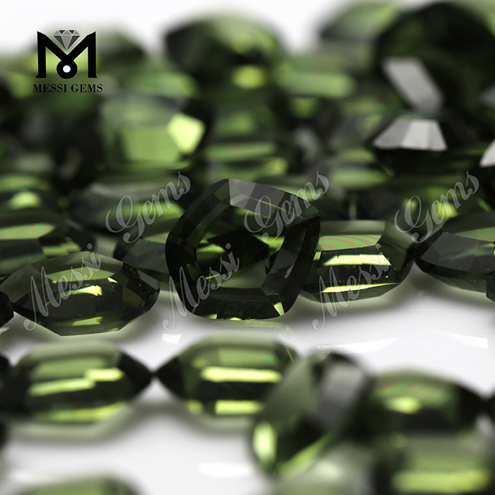 卸売9x10mm六角形緑色ガラス石合成ガラス価格