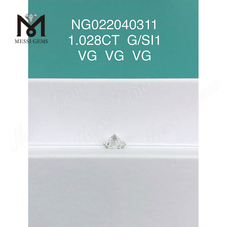 G 1.028ct SI1 ホワイト ラボ グロウン ダイヤモンド ストーン ラウンド EX カット