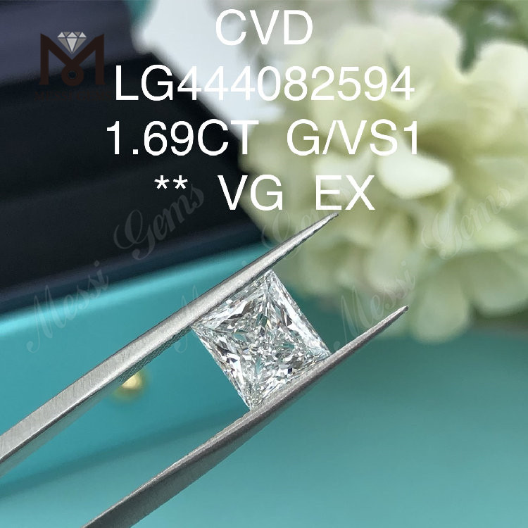 1.69 カラット G VS1 SQ VG ポーランド産ラボ グロウン プリンセス カット ダイヤモンド