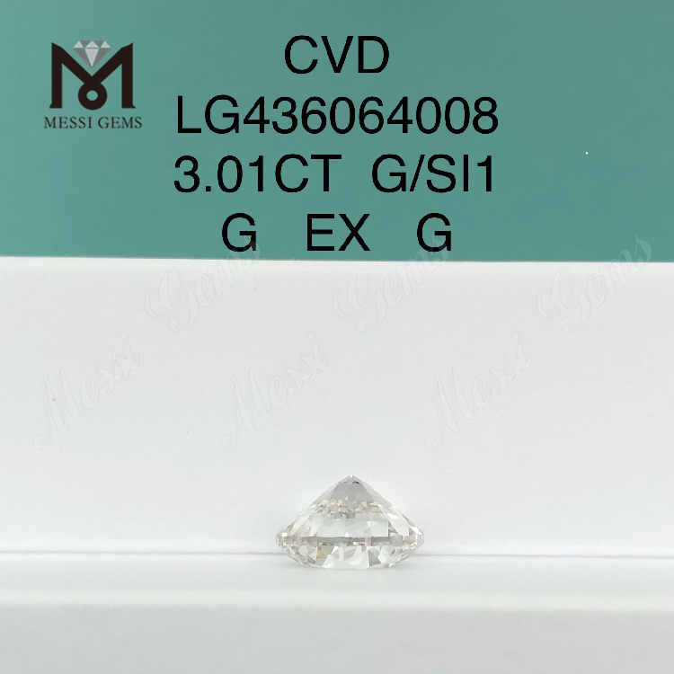 3.01CT G/SI1 ラウンド 合成ダイヤモンド G EX G
