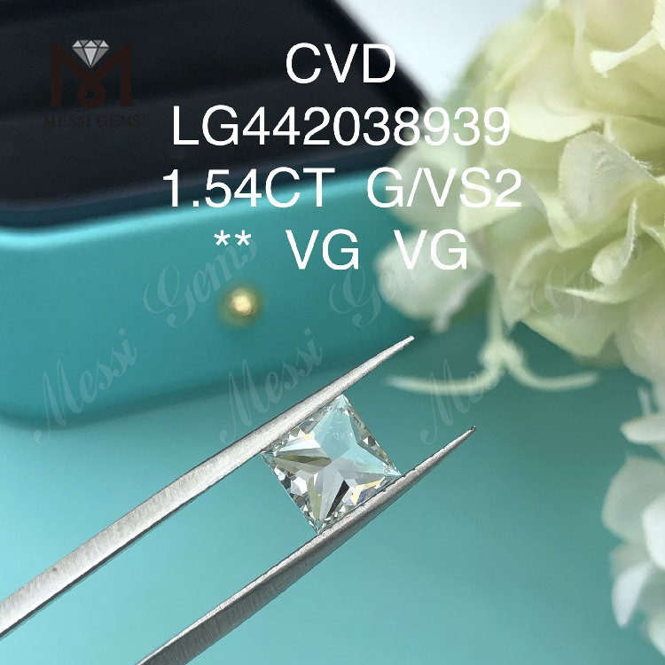1.54 カラット G VS2 ラボ作成プリンセス カット ダイヤモンド VG