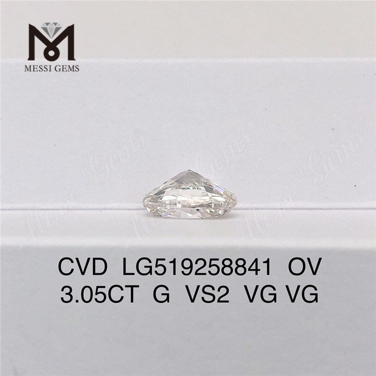 3.05ct G VS2 VG VG CVD ラボ ダイヤモンド オーバル IGI 証明書
