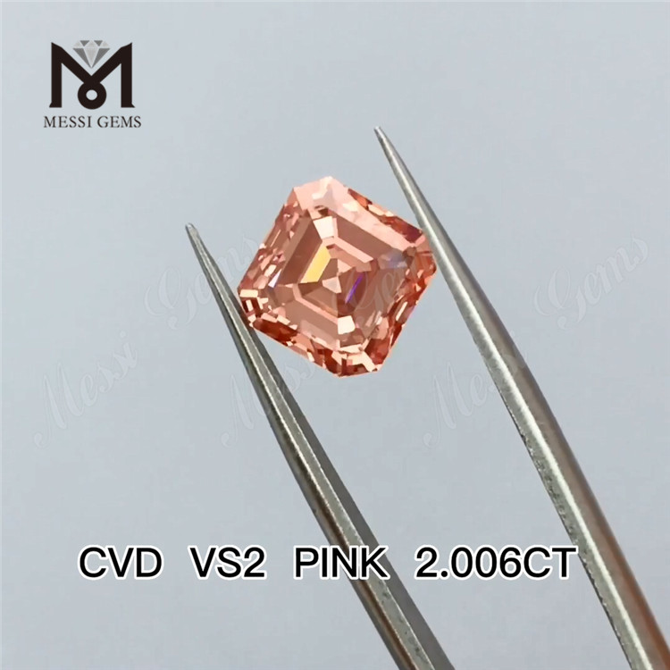 2.006ct ピンク アッシャー カット 合成ダイヤモンド の卸売価格 ピンク ラボ ダイヤモンド 安い