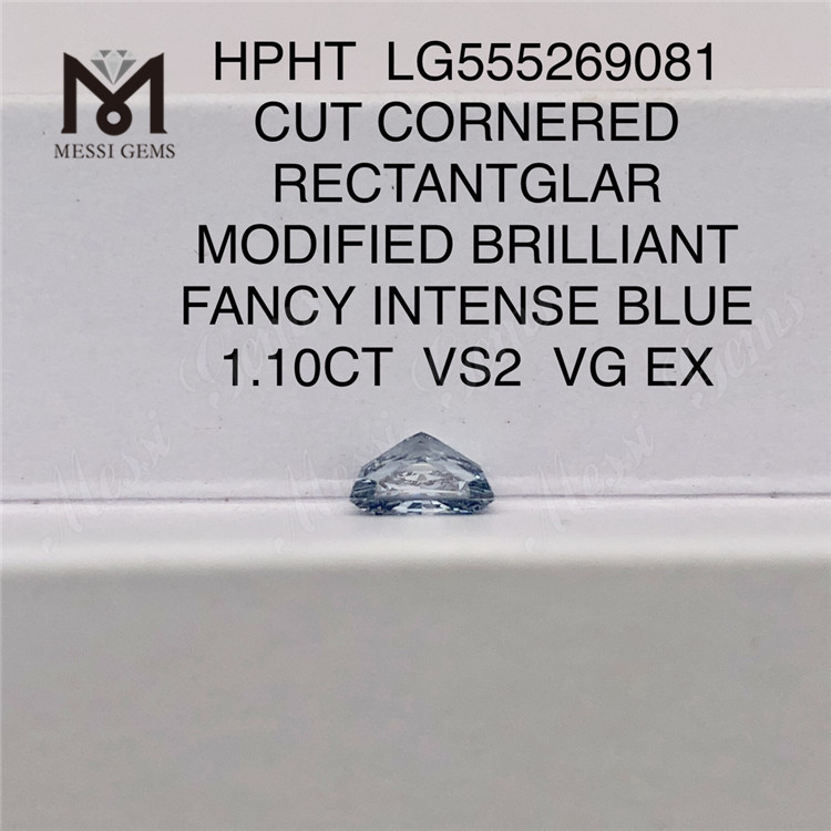 1.10 CT HPHT レクタングラー ファンシー インテンス ブルー VS2 VG EX 合成ダイヤモンド LG555269081