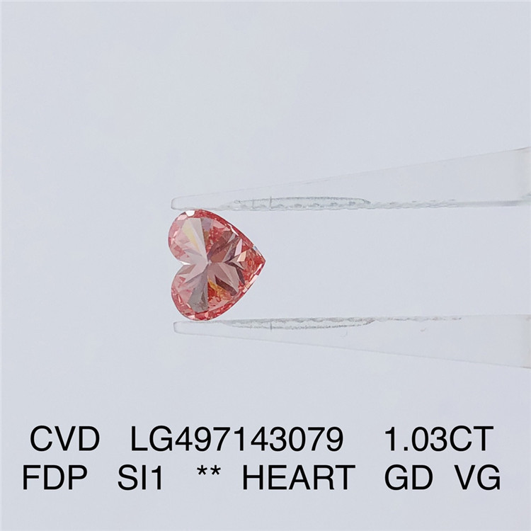1.03CT ファンシー ディープ ピンク SI1 ハート GD VG ラボ ダイヤモンド CVD LG497143079