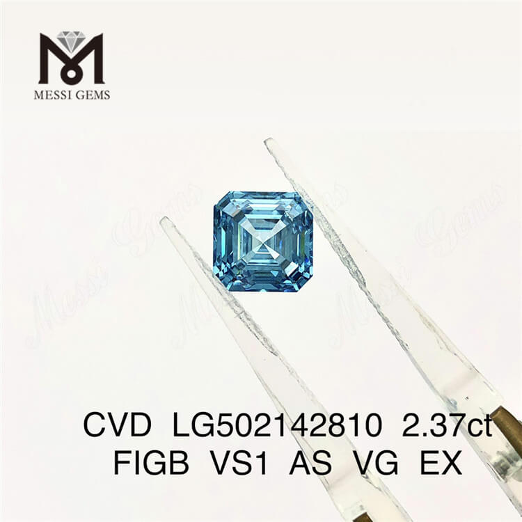 2.37カラットのブルーアッシャーカットVSラボダイヤモンド7.10X7.03X4.89MM