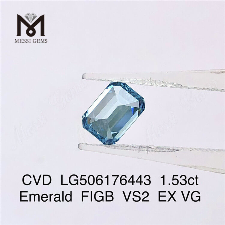 1.53カラットのエメラルドカットラボで育てられたダイヤモンドブルーダイヤモンドの卸売価格