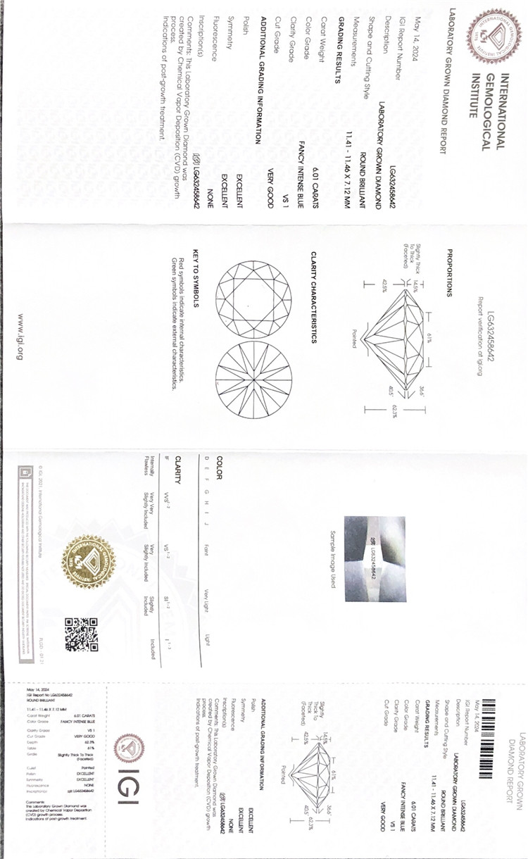 6ct ブルー ダイヤモンド ラボ