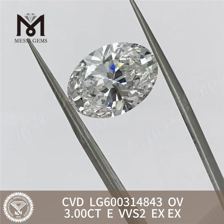 3CT E VVS2 EX ダイヤモンドのオーバル Cvd 用 LG600314843 すべてのジュエリーのニーズ丨Messigems