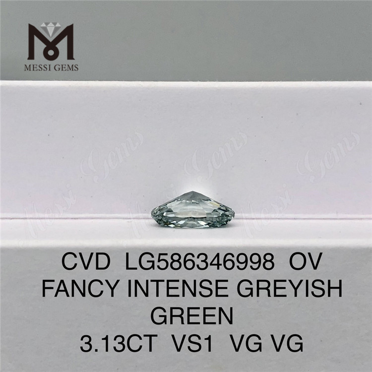 3ct オーバル ファンシー グリーン ダイヤモンド OV ファンシー インテンス グレイッシュ グリーン CVD LG586346998 