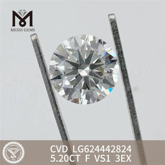 5.20CT F VS1 3EX ラボラトリーメイド ダイヤモンド CVD LG624442824丨Messigems