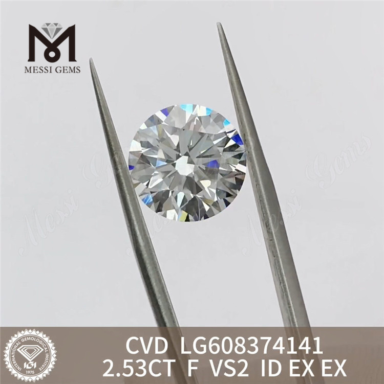 2.53CT F VS2 EX Cvd ラボ グロウン ダイヤモンド 倫理的で耐久性があり、採掘されたダイヤモンドのように輝く丨Messigems LG608374141