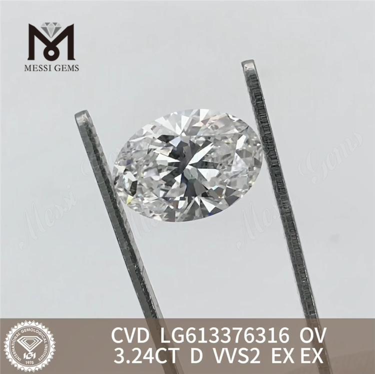 3.24CT OV D VVS2 CVD ラボメイド ダイヤモンド卸売価格 LG613376316丨Messigems