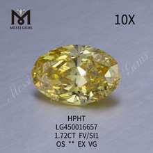 1.72ct FVY オーバル ブリリアント カット SI1 合成ダイヤモンド