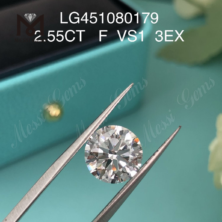 2.55 ct F VS1 3EX カット ラウンド ベストプライス 合成ダイヤモンドs