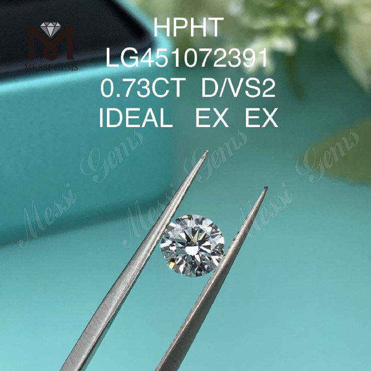 0.73 カラット D VS2 RD IDEAL カット グレード ラボ ダイヤモンド HPHT