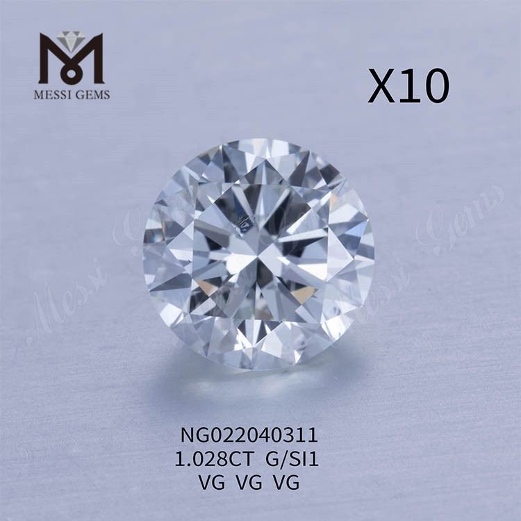 G 1.028ct SI1 ホワイト ラボ グロウン ダイヤモンド ストーン ラウンド EX カット