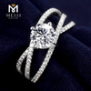 女性の最新デザインのためのツイストK14ゴールドソリッドラボ成長ダイヤモンド結婚指輪