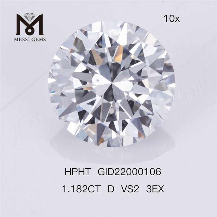 1.182CT RD D 3EX ラボ グロウン ダイヤモンド HPHT VS2 人工ダイヤモンド