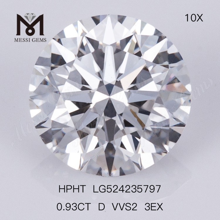 0.93ct D ラウンド ルース 宝石 VVS2 合成ダイヤモンド 3EX