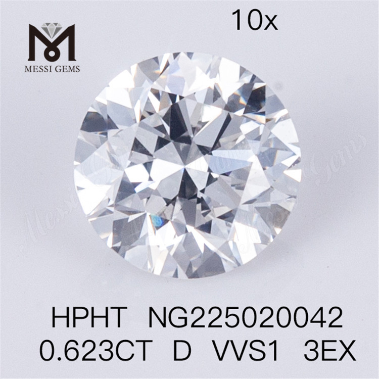 HPHT ラウンド シェイプ ラボ ダイヤモンド 0.623CT D VVS1 3EX 人工ダイヤモンド