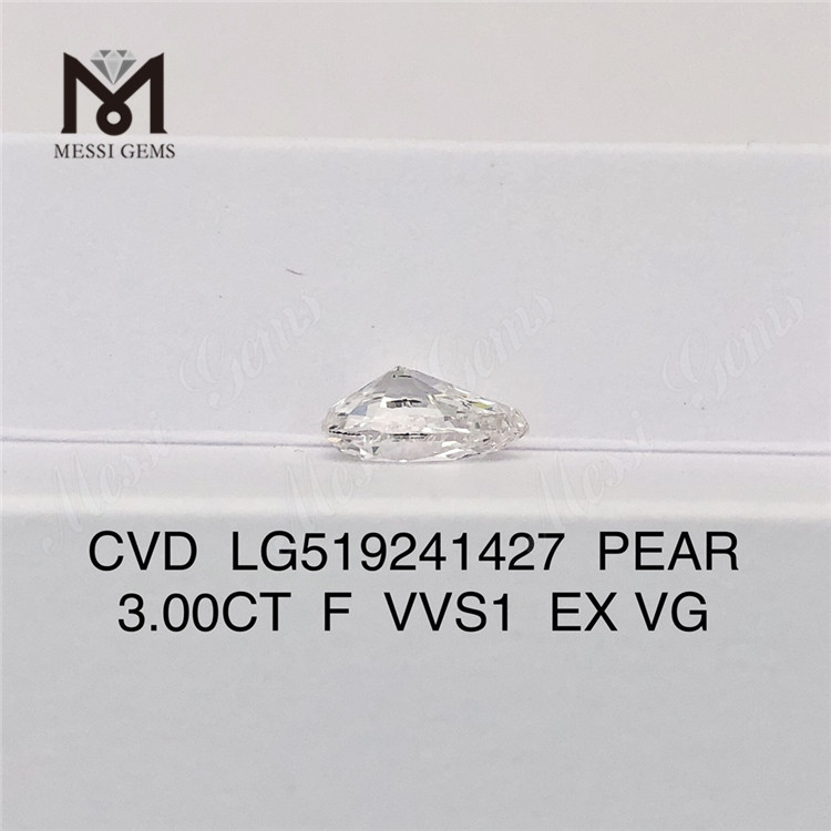 3CT F VVS1 EX VG CVD ラボ グロウン ダイヤモンド ペアシェイプ ラボ ダイヤモンド 