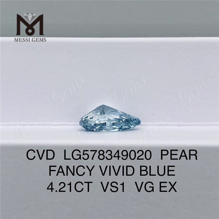 4.21CT VS1 VG EX PEAR FANCY VIVID BLUE 格安ラボメイド ダイヤモンド CVD LG578349020