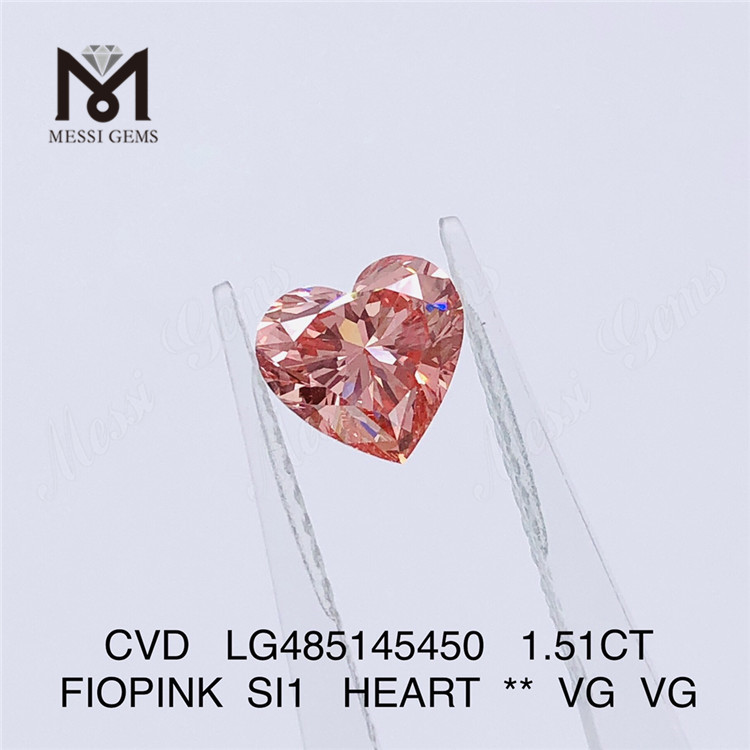 1.51CT FIOPINK SI1 ハート VG VG 卸売ラボ作成ダイヤモンド CVD LG485145450