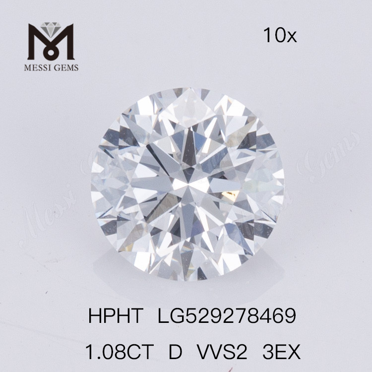 1.08ct D VVS2 3EX 合成ダイヤモンド のラウンド価格