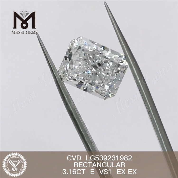 3.16ct E 3ct 安い合成ダイヤモンド長方形ホワイトルースラボダイヤモンド工場出荷時の価格