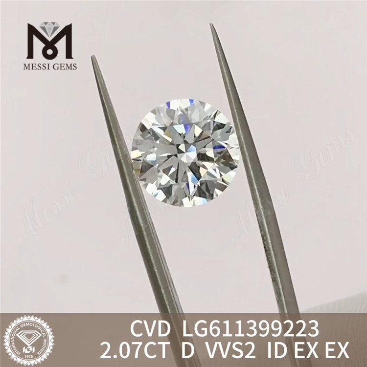 2.07CT ラウンド D VVS2 ラボ グロウン認定ダイヤモンド ベストプライス丨Messigems LG6113992