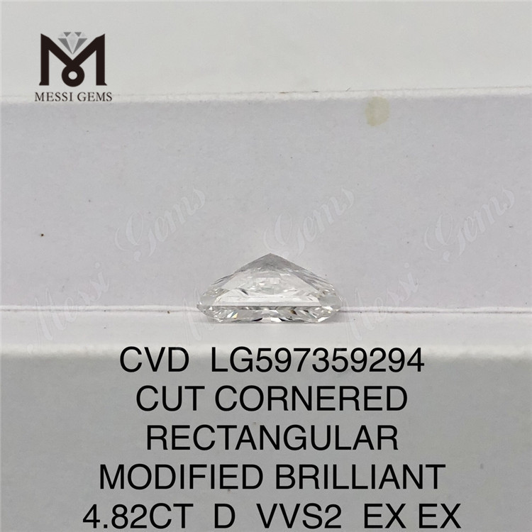 4.82 カラット ラボ グロウン ダイヤモンド D VVS2 長方形カット CVD LG597359294 丨Messigems