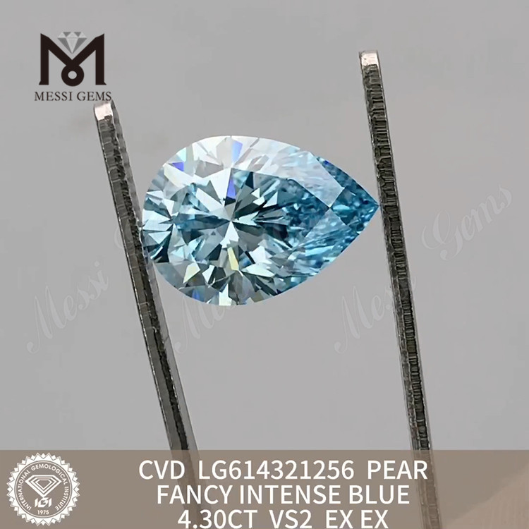 4.30CT 梨の最高級シミュレート ダイヤモンド VS2 ファンシー インテンス ブルー丨Messigems CVD LG614321256 