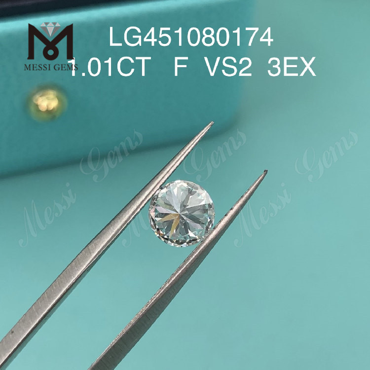 1.01ct F VS2 RD 3EX カットグレード 合成ダイヤモンド