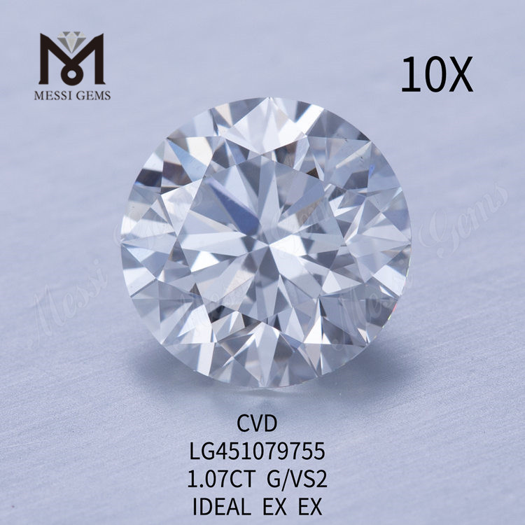 1.07 カラット CVD G VS2 IDEAL ラウンド ブリリアント ラボメイド ダイヤモンド