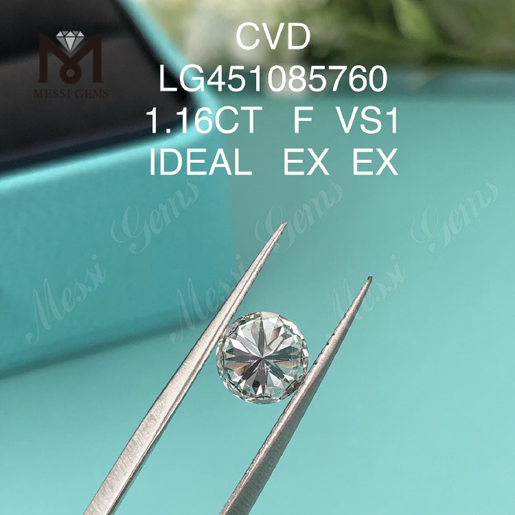 CVD ラウンド ラボ ダイヤモンド 1.16ct F VS1 IDEAL カット