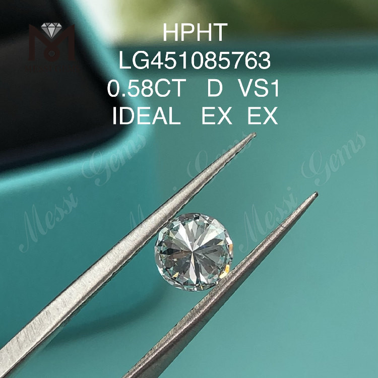 HPHT ラボ ダイヤモンド ラウンド ブリリアント 0.58ct VS1 D IDEL カット