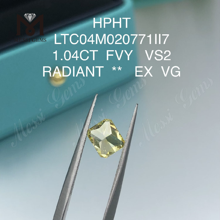 1.04ct イエロー ラボ ダイヤモンド ラディアント カット VS2 