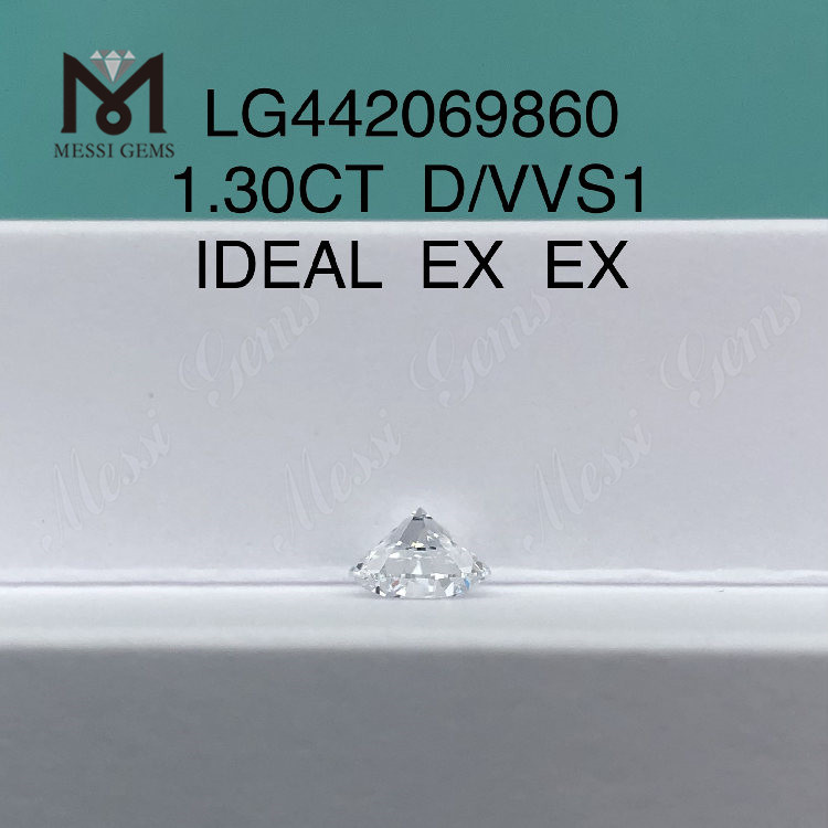 1.30 カラット D VVS1lab グロウン ダイヤモンド IDEAL ラウンド ルース 合成ダイヤモンド