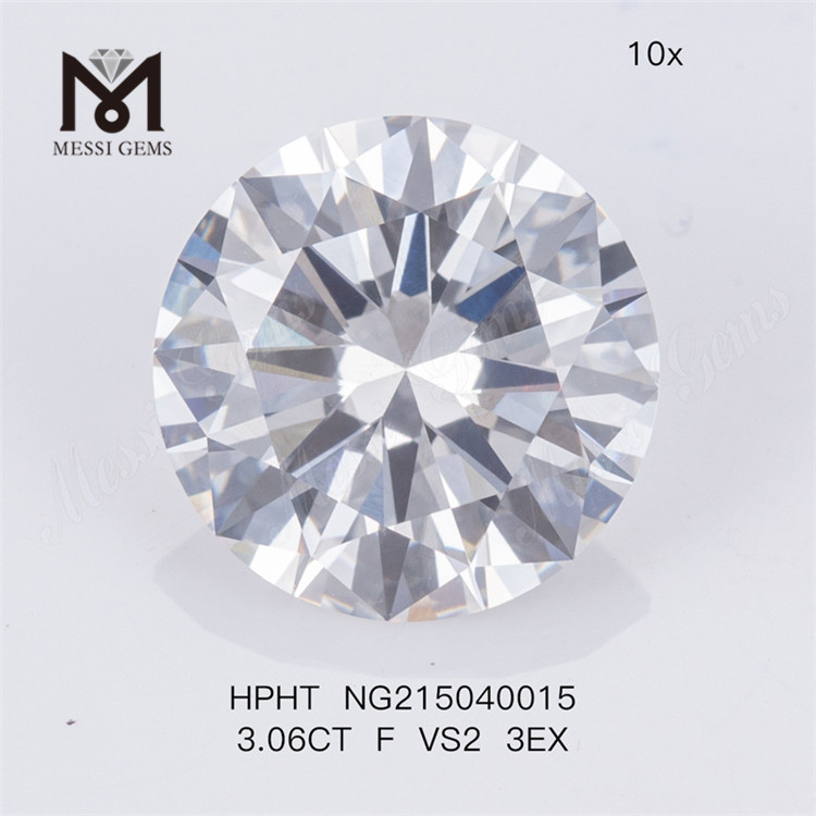 HPHT 3.06CT F VS2 3EX ラウンド ラボ カット ダイヤモンド