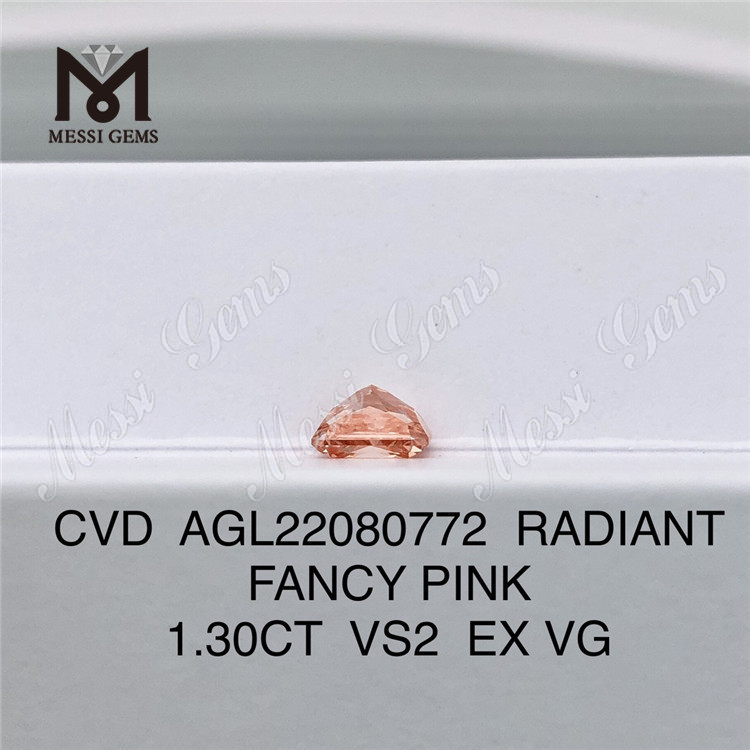 1.30CT ラディアント ファンシー ピンク VS2 EX VG CVD ダイヤモンド 