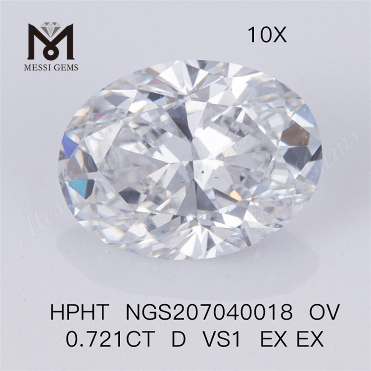 0.721CT オーバルカット HPHT D VS1 EX EX ラボ ダイヤモンド ストーン