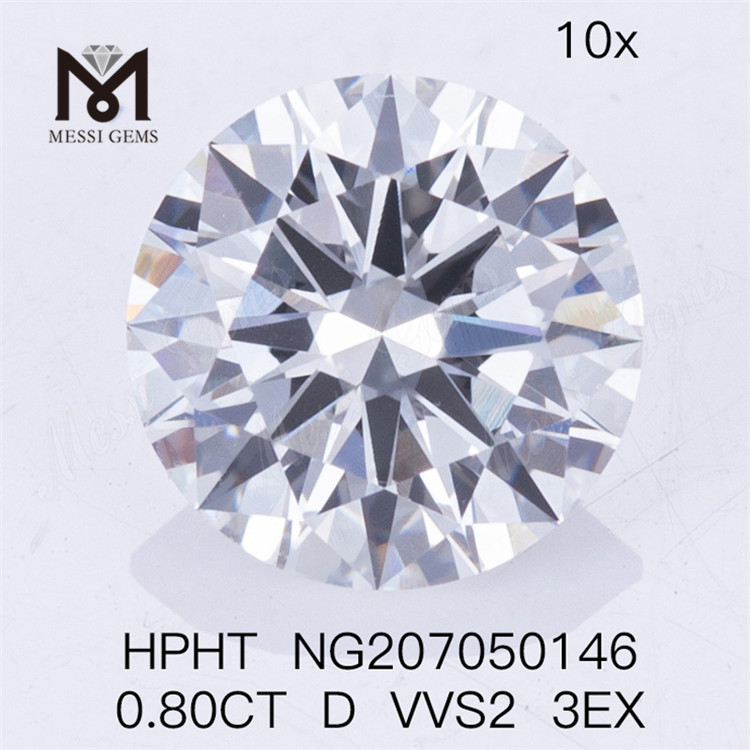 HPHT 0.80CT D VVS2 3EX ラウンドシェイプ人工ダイヤモンド