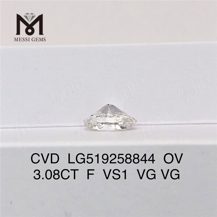 3.08ct F VS1 VG VG オーバル Cvd 合成ダイヤモンド 高品質 IGI 証明書