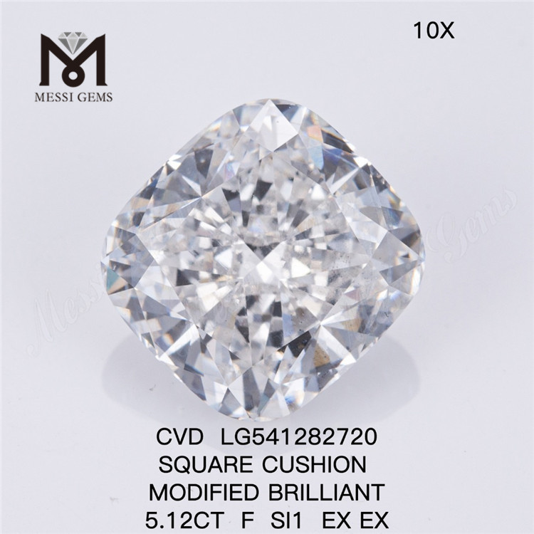5.12CT F SI1 EX EX MODIFIED 輝くラボ グロウン クッション カット ダイヤモンド