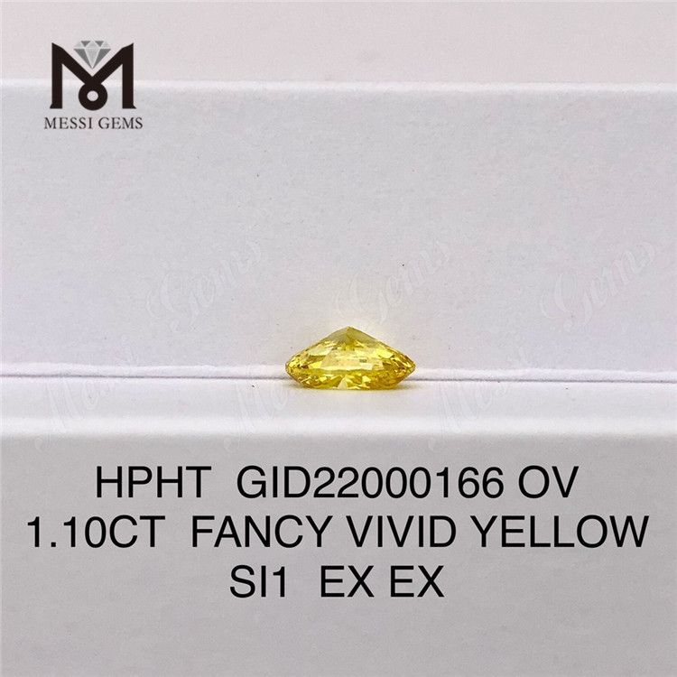 1.10CT ファンシー ビビッド SI1 EX EX OV ラボ作成イエロー ダイヤモンド HPHT GID22000166