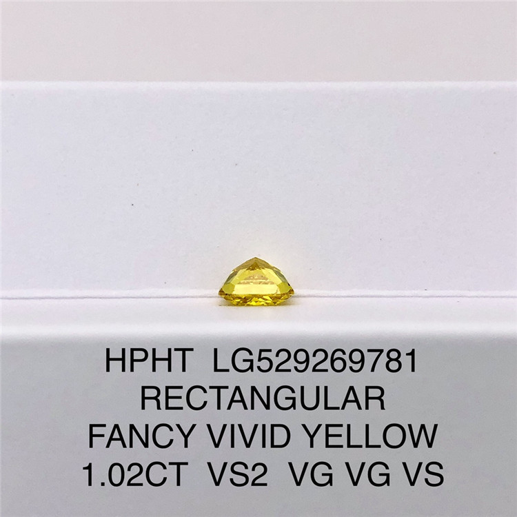 1.02ct VS2 イエロー ラボ ダイヤモンド 長方形 ラボ グロウン ダイヤモンド 卸売 LG529269781