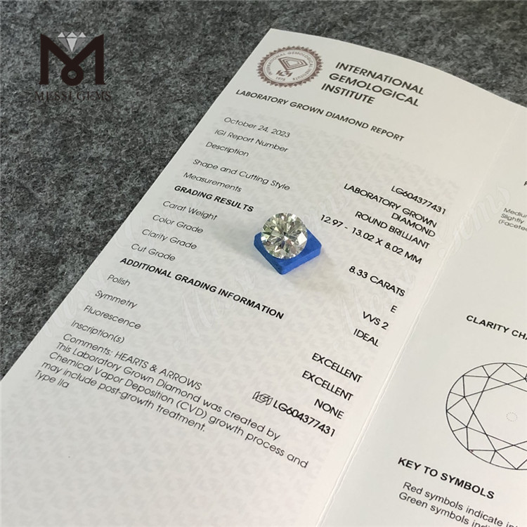 カスタム婚約指輪作成用 8.33ct igi 認定ダイヤモンド E VVS2丨Messigems LG604377431